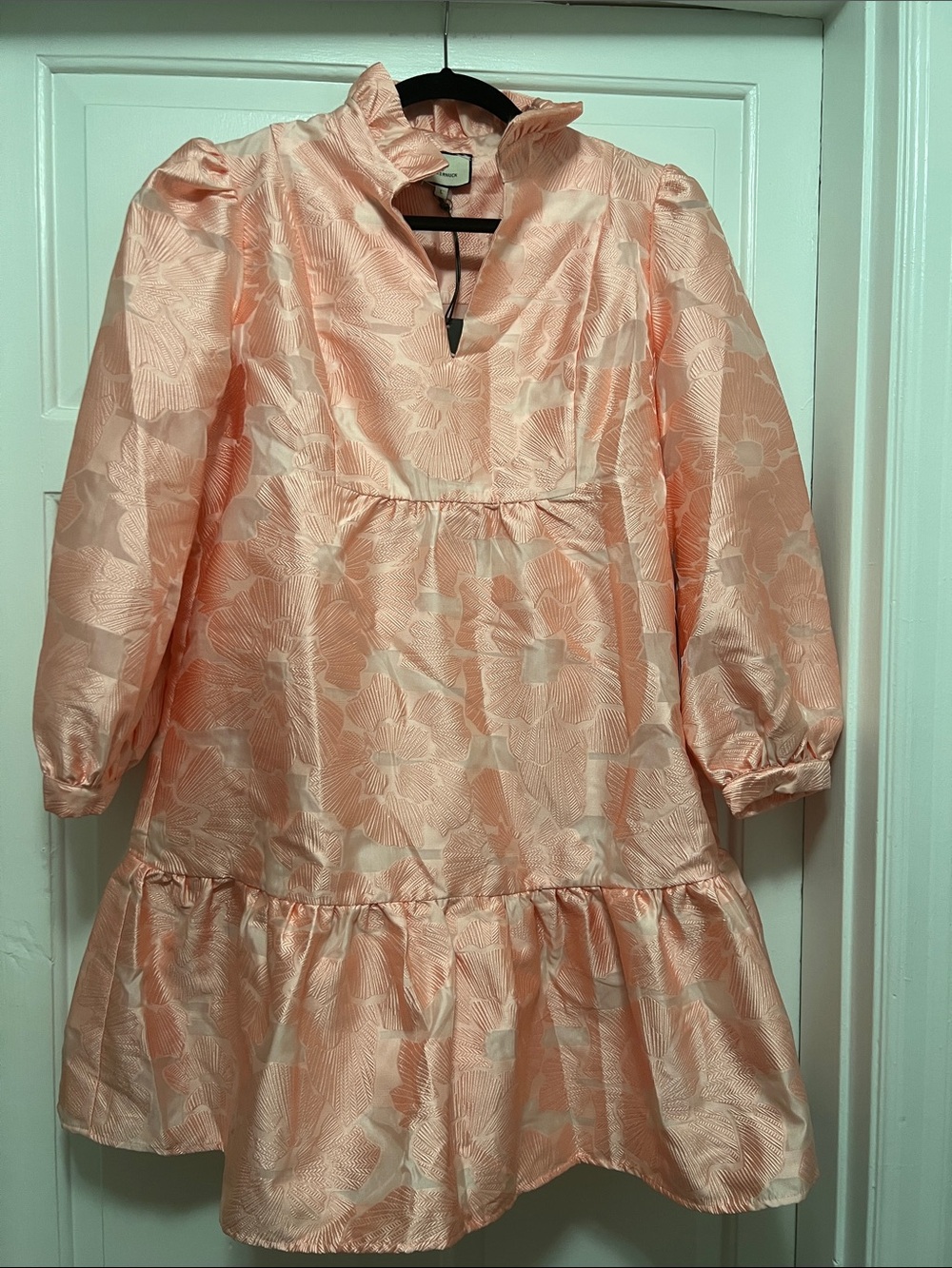 NWT Tuckernuck Peach Floral Long-Sleeve Ruffle Dress